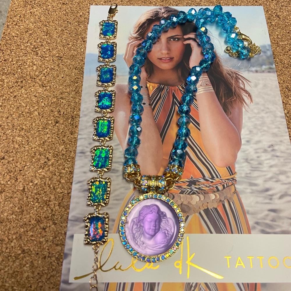 Kirks Folly magnetic Angel necklace and a faux opal bracelet